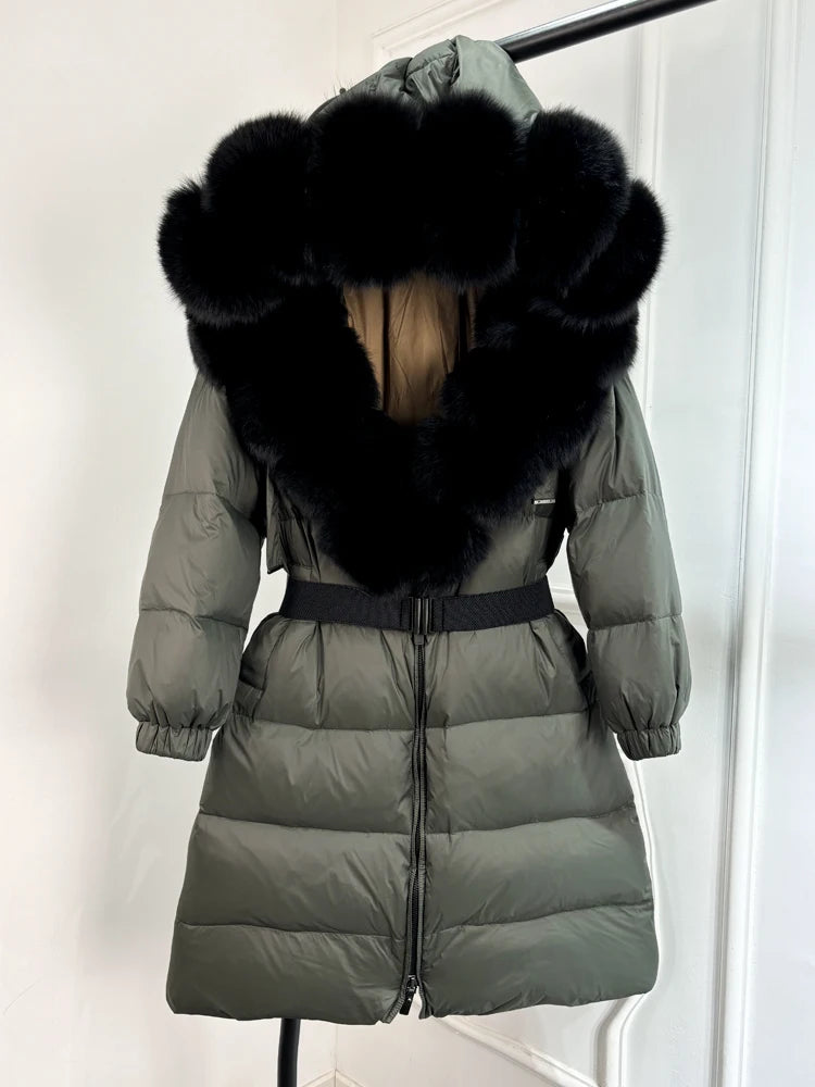 Real Fur Hooded Parka Duck Down Puffer Jackets