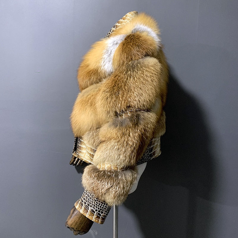 Snake Genuine Leather Real Fur Coat