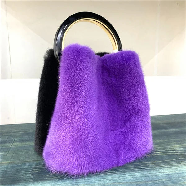 Luxury Real Mink Fur Handbag Purses