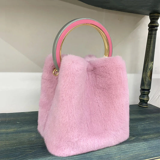 Luxury Real Mink Fur Handbag Purses