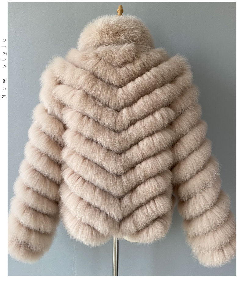 Reversible Knitted Real Fur Coats Silk Liner