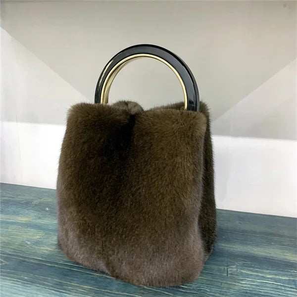 Luxury Real Mink Fur Handbag Purses