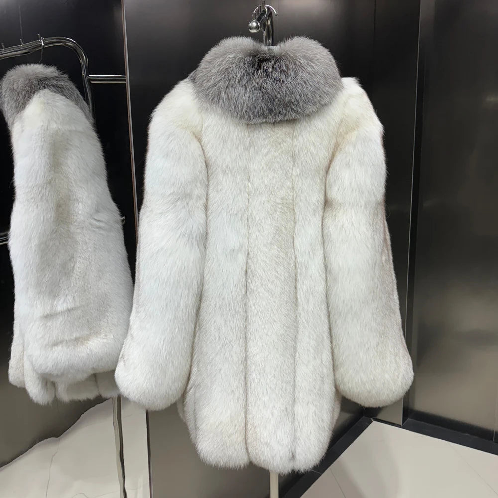 Thick Long Collar Real Fox Fur Coats