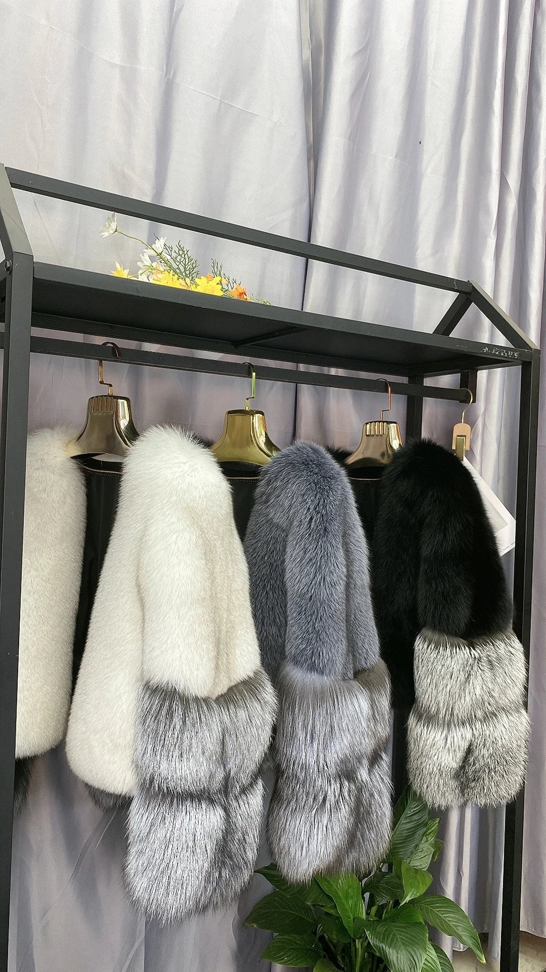 Two Tone Sleeve Real Fur Coats