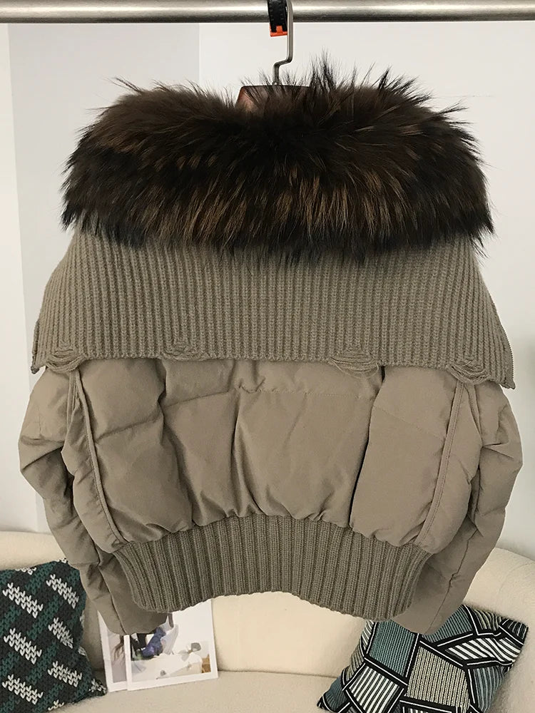 Real Fur Collar Duck Down Short Jackets