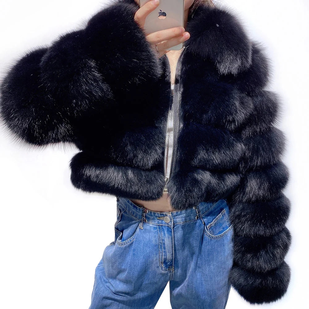 Cropped Real Fox Fur Coats