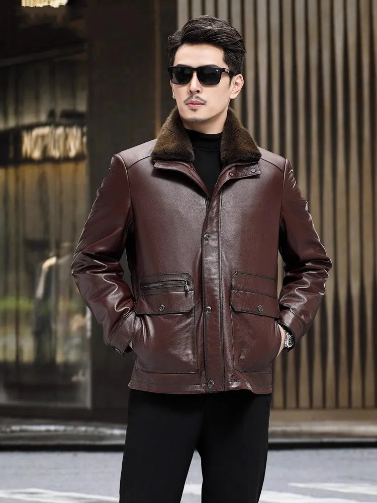 Genuine Leather Jackets Down or Mink Fur Lining