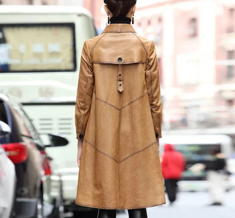 Genuine Leather Long Coat