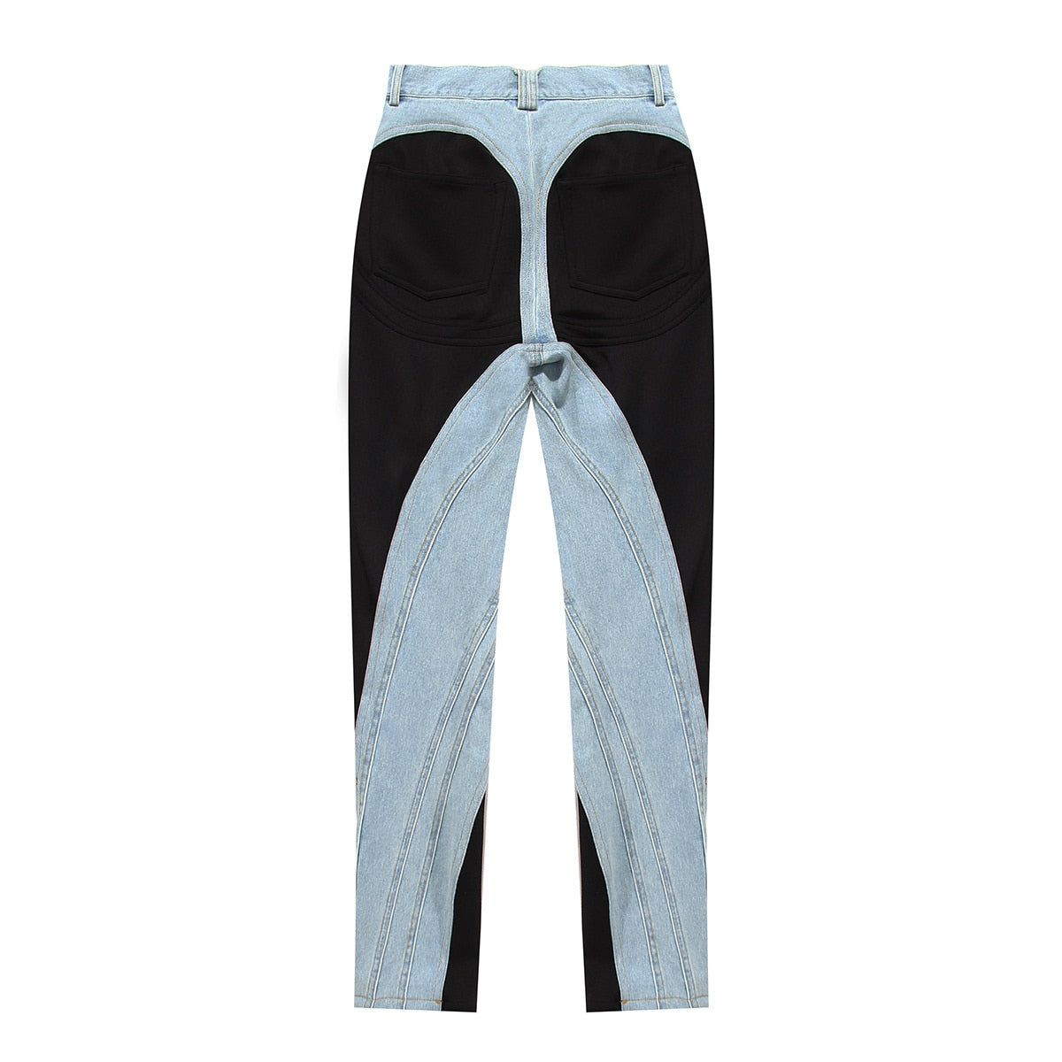 High Waist Fabric Wave Slim Denim Jeans