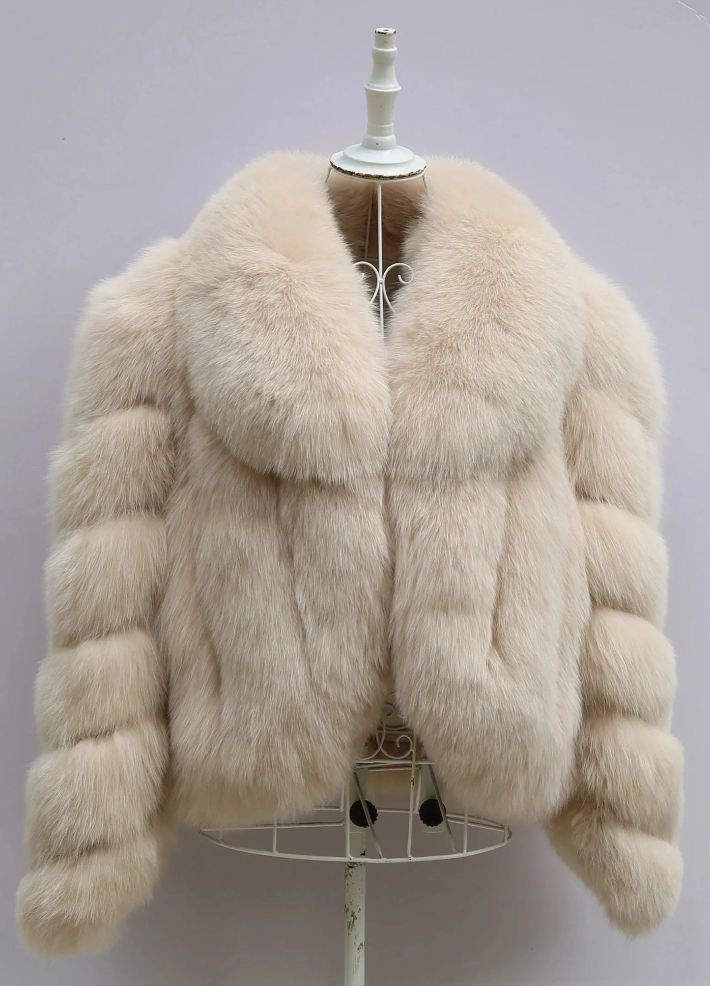 Cropped Pattern Real Fox Fur Coats