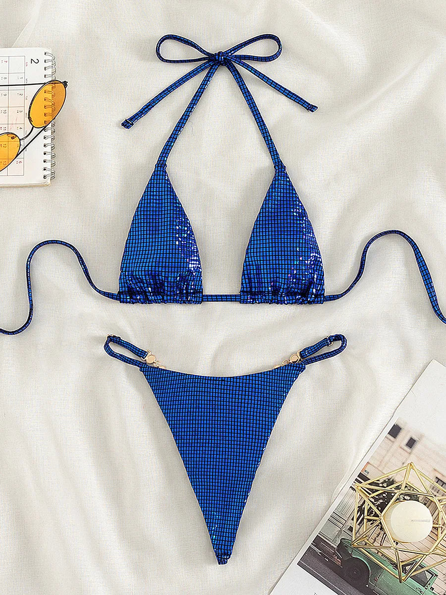 Mini Diamond G String Thong Bikini Sets
