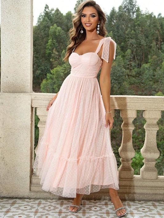 Gauze Mesh Backless Maxi Summer Dresses