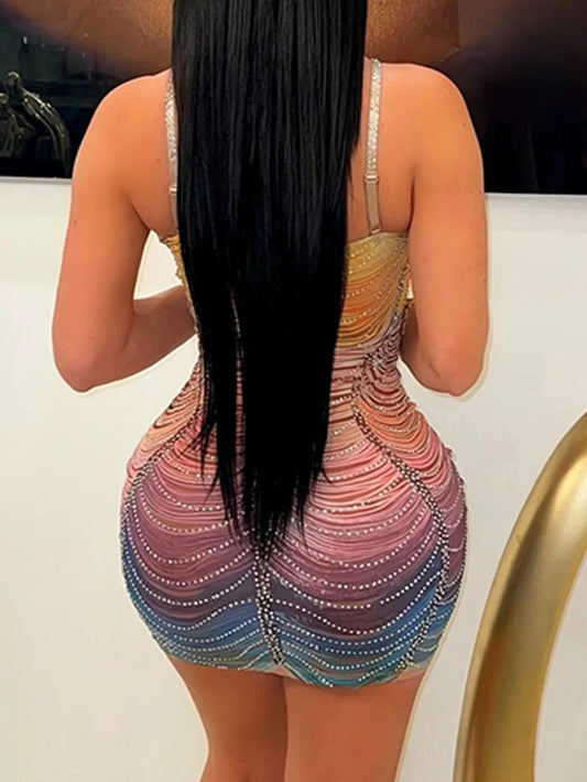 Rhinestone Sleeveless Mini Dress