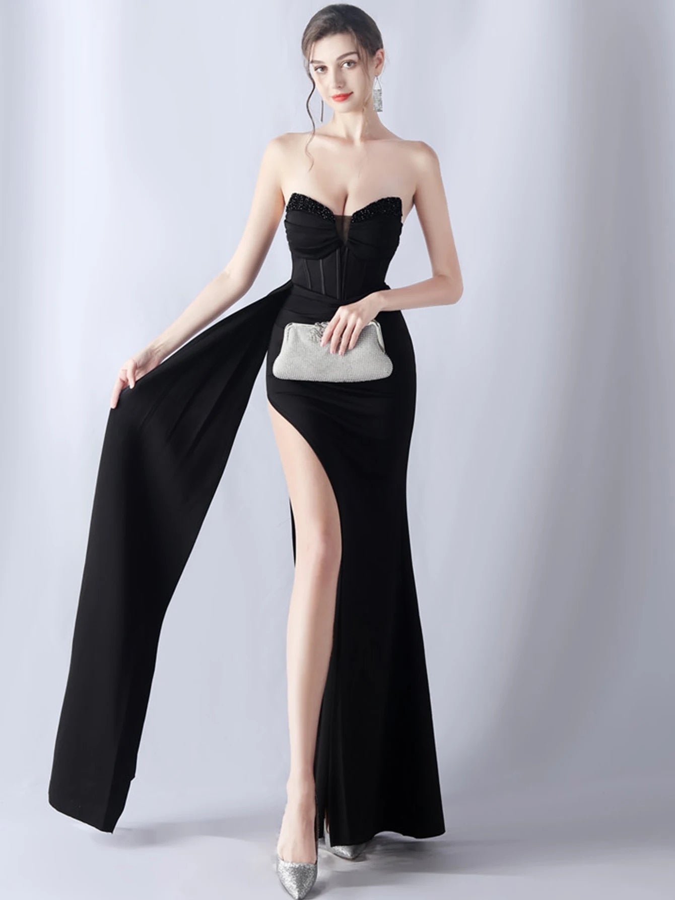 Rhinestone Corset Style Maxi Dresses