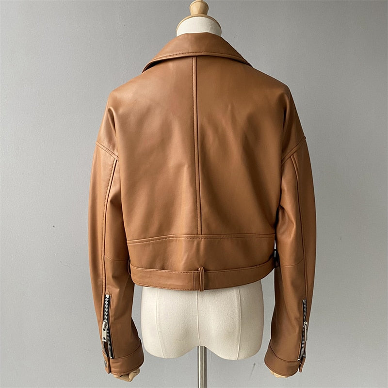 Genuine Leather Moto Jackets Crop (multi-colors)