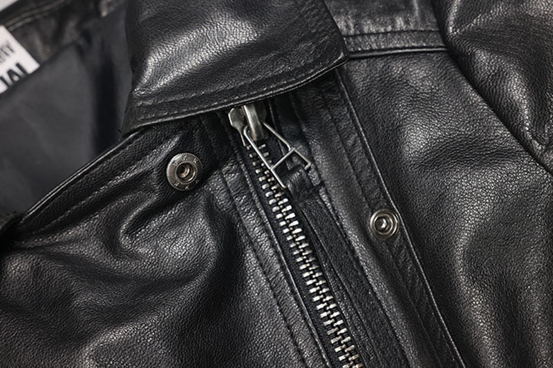 Genuine Leather Short Slim Moto Jacket