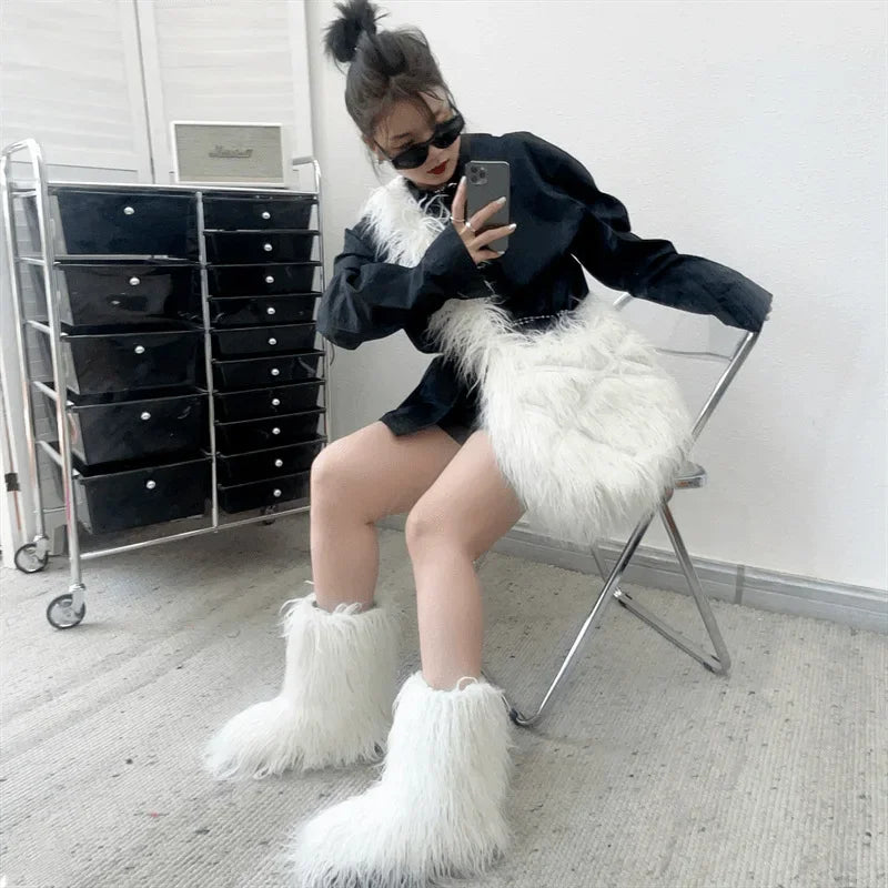 Matching Tote Bag & Faux Fur Boots Sets