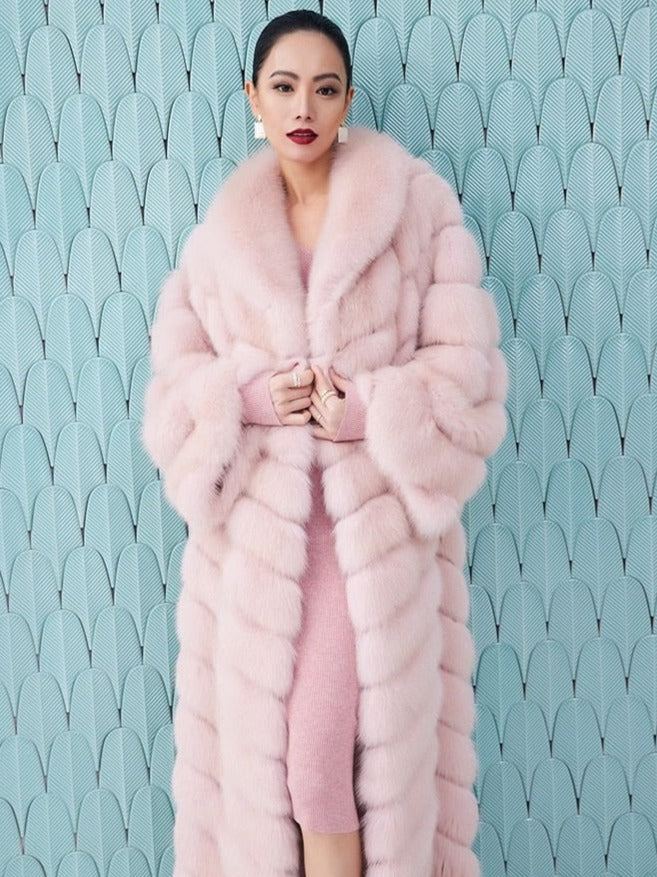 Pattern X-Long Real Fur Coat