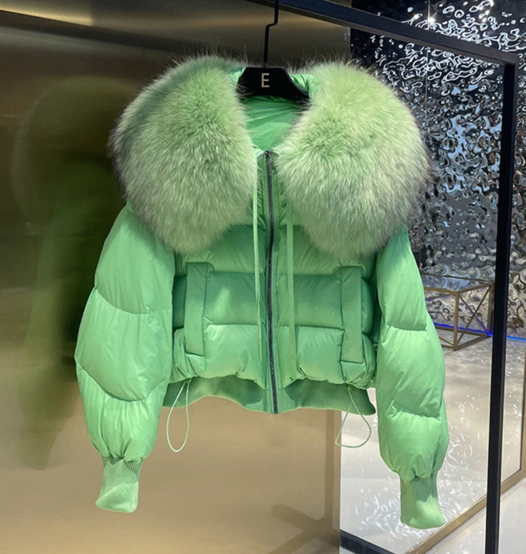 Real Fur Loose Duck Down Puffer Coats