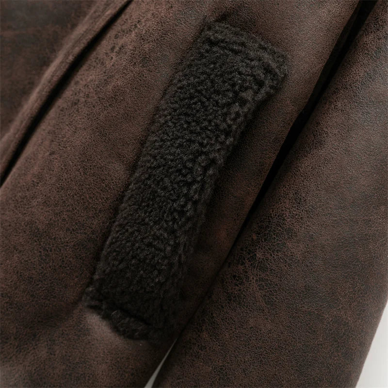 PU Leather Coats Faux Fur Wool