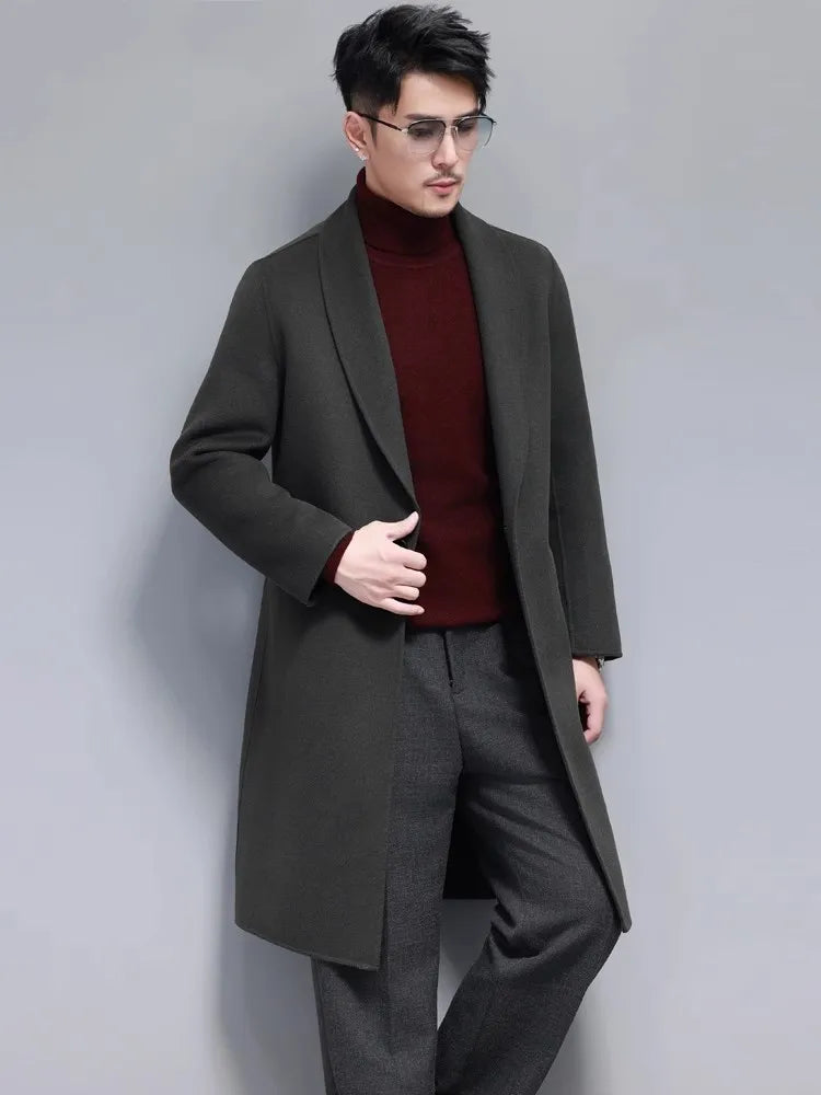 Long Wool Coat One Button Slim Fit