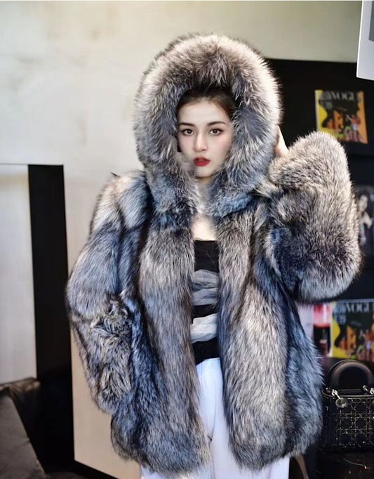 Real Fur Hooded Full Pelt Coats