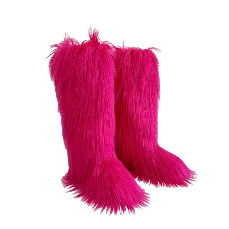 Faux Fur Knee High Snow Boots