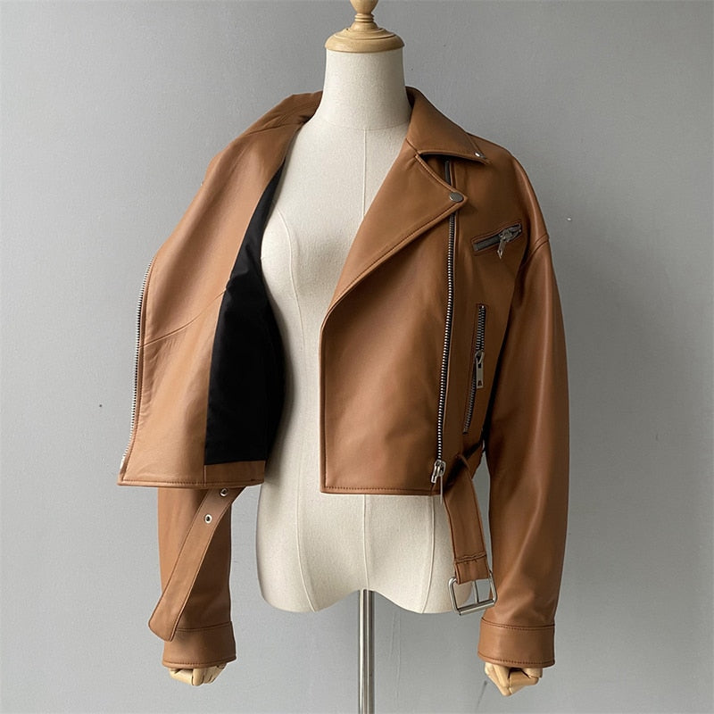 Genuine Leather Moto Jackets Crop (multi-colors)