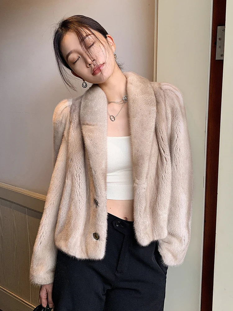 Pearl Real Mink Fur Coats Short