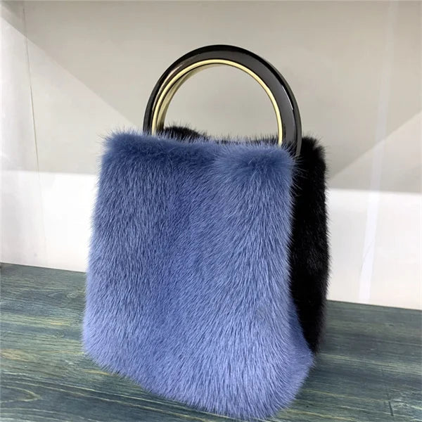 Luxury Real Mink Fur Handbag Purses