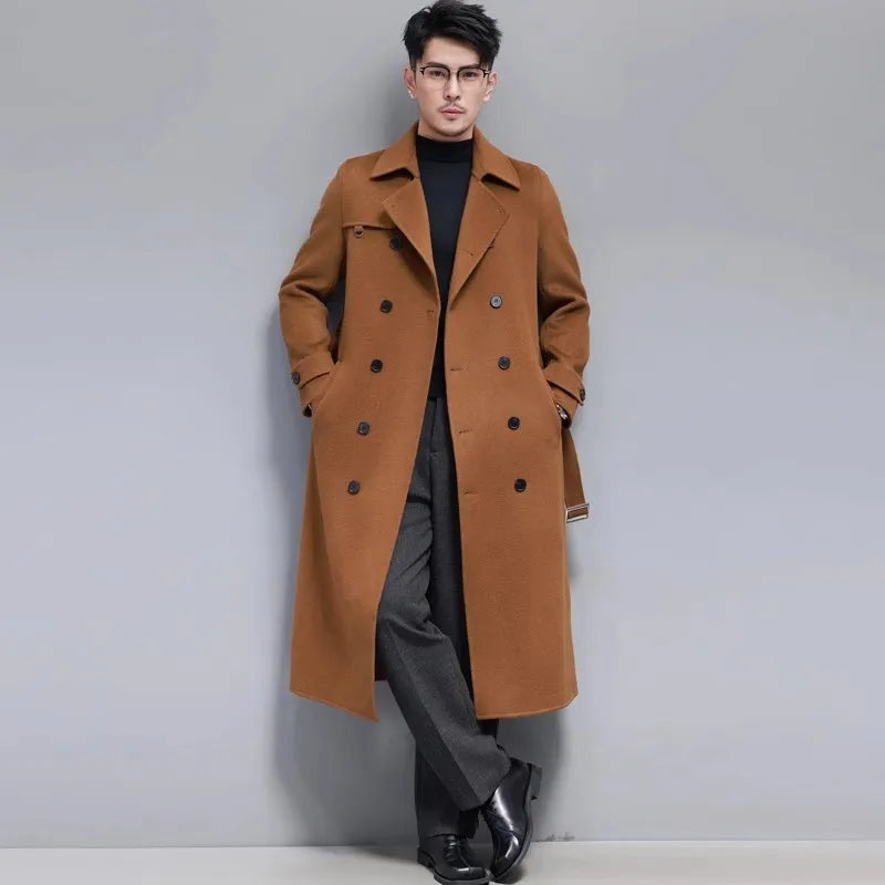 Double Faced Wool Blends Long Trench Coats