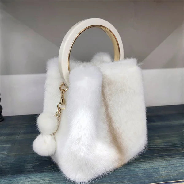 Luxury Real Mink Fur Handbag Purses