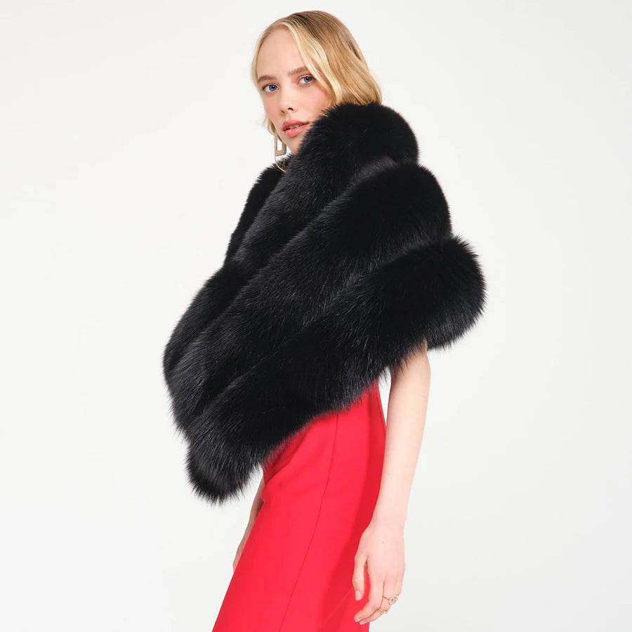 Natural Real Fox Fur Coats Shawl