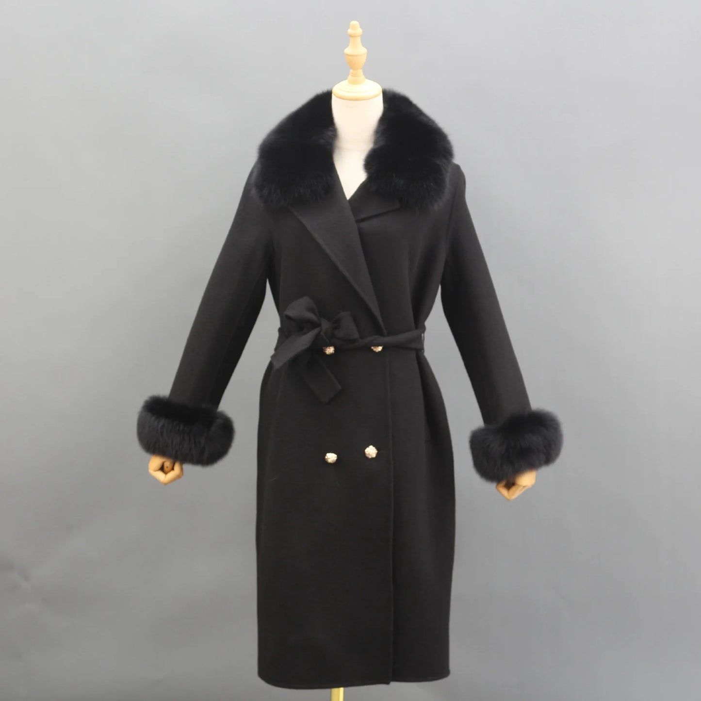 Fox Fur Detach Collar And Cuffs Wool Coats