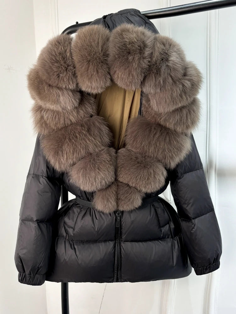 Real Fur Hooded Parkas Duck Down Puffer Jackets