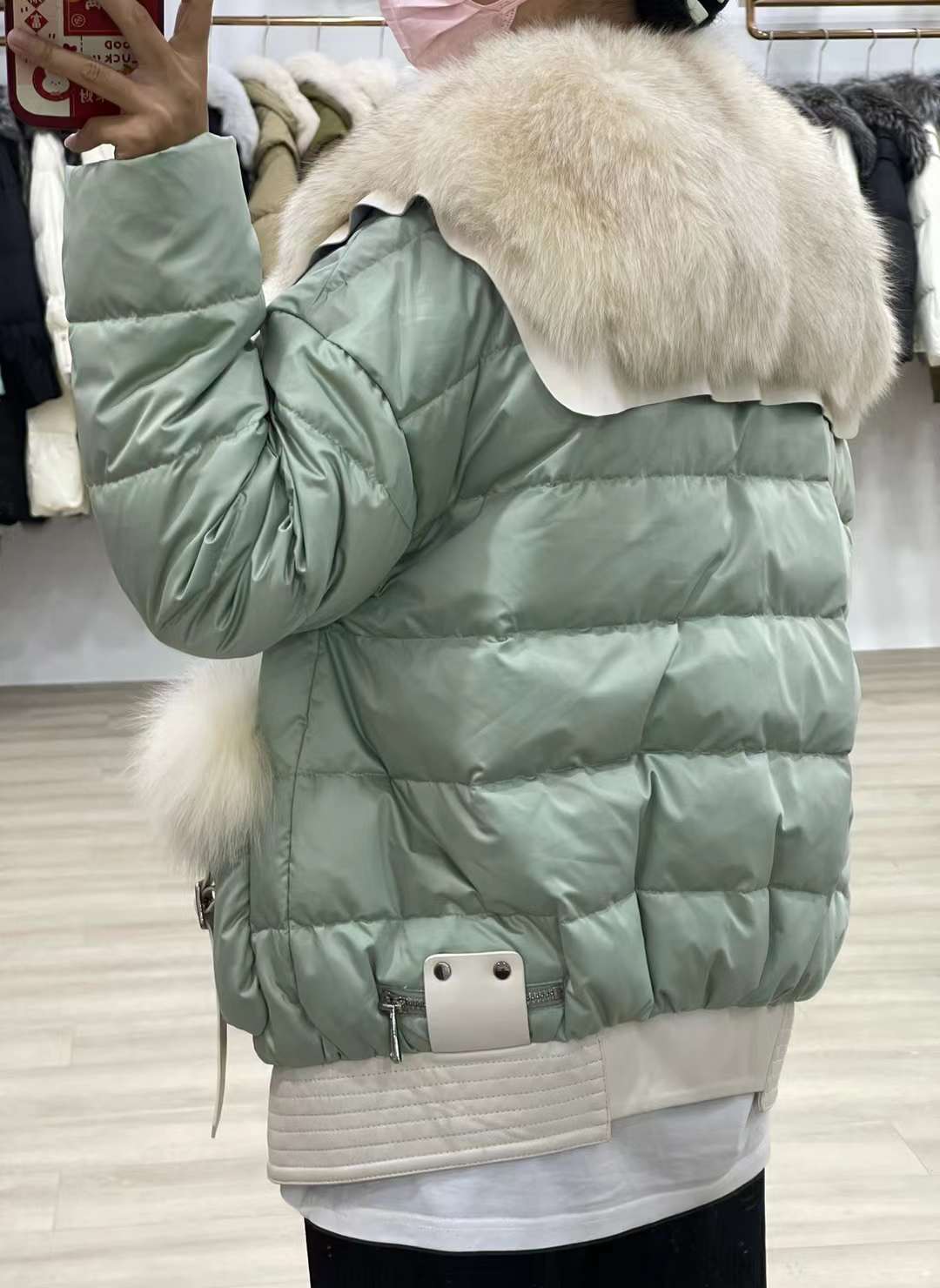 White Goose Down Real Fur Collar Puffer Coats