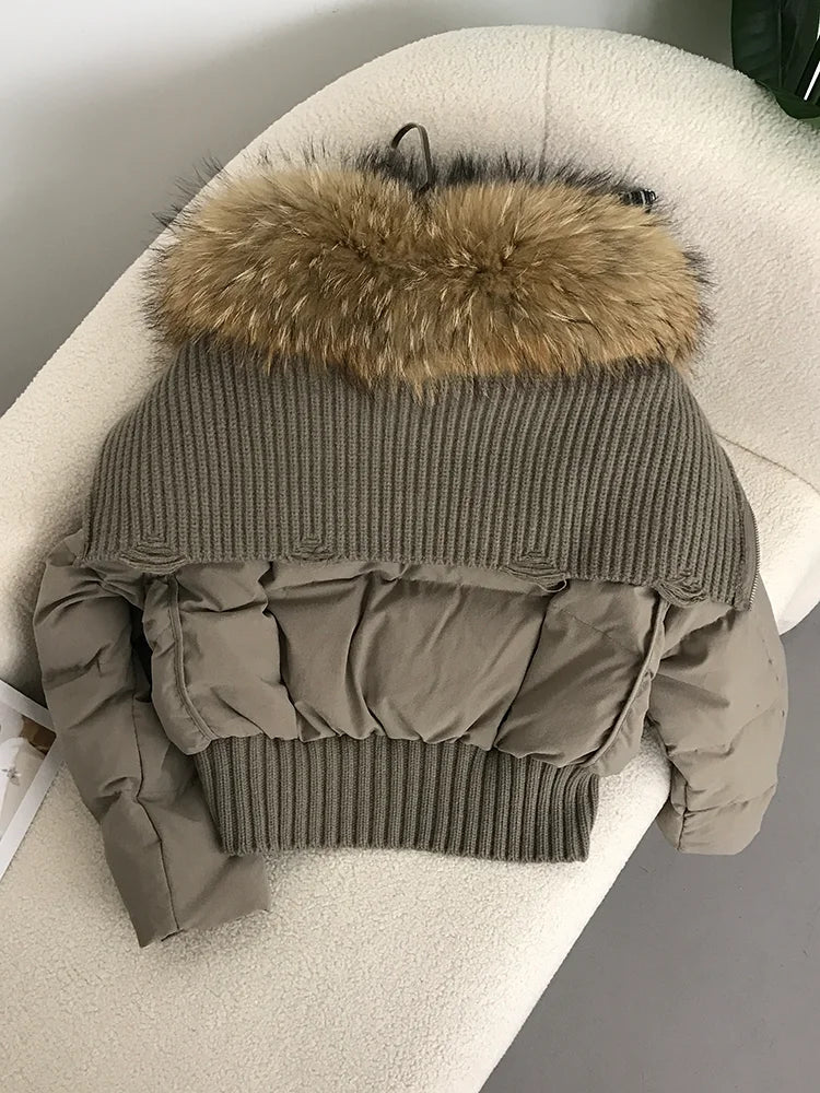 Real Fur Collar Duck Down Short Jackets