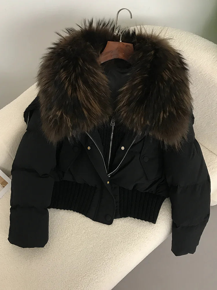 Real Fur Collar Duck Down Short Jackets