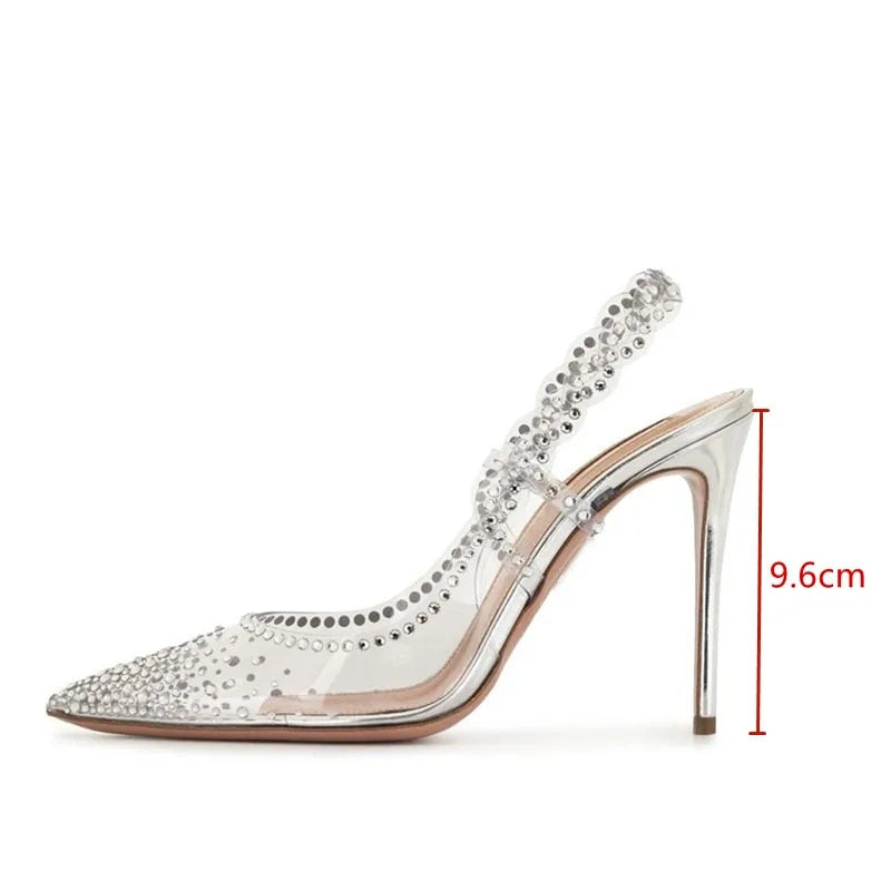 Crystal Transparent Slingbacks Stiletto High Heels