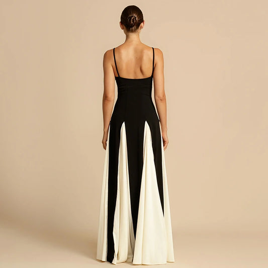 Sleeveless Backless Splice Maxi Dress