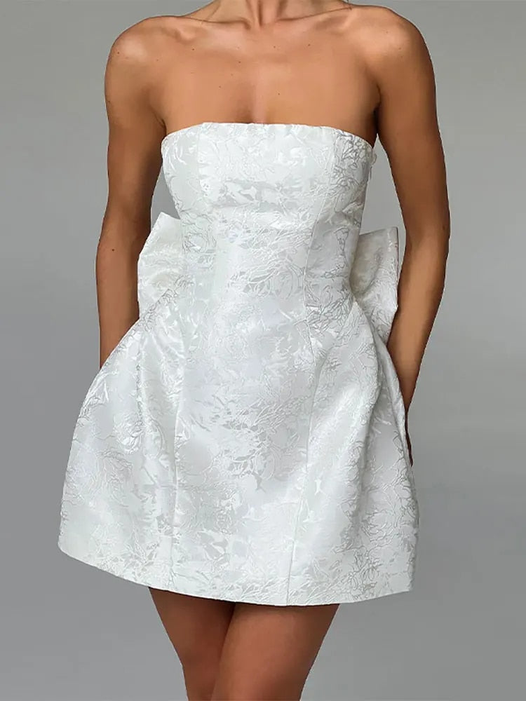 Lace Back Bow Sleeveless Mini Dress