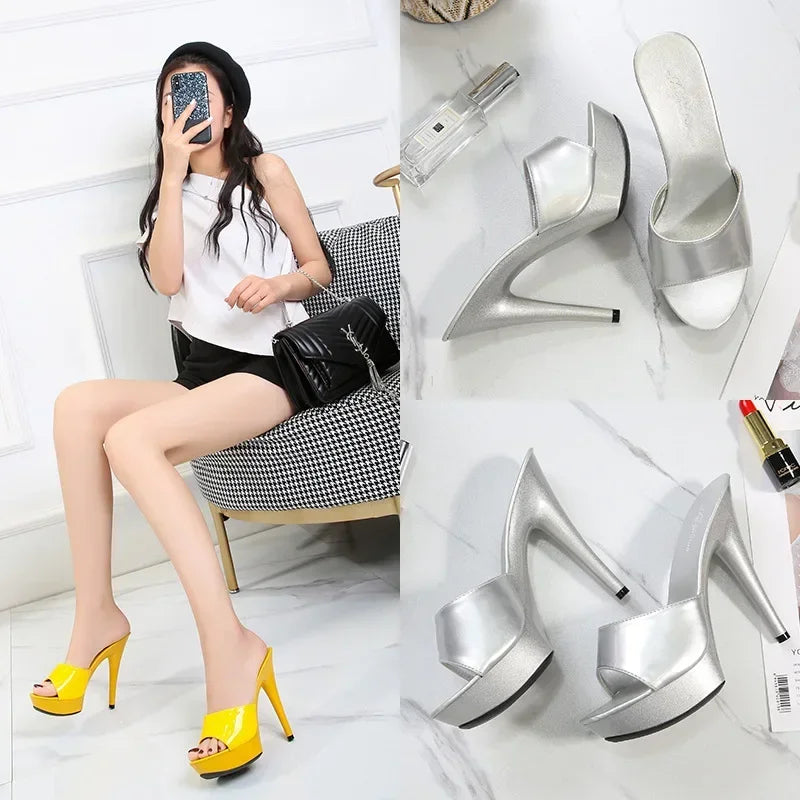 Patent Leather High Heel Sandals