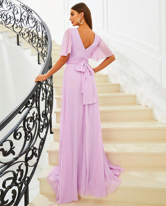 Light Purple Split Floor Length Dress