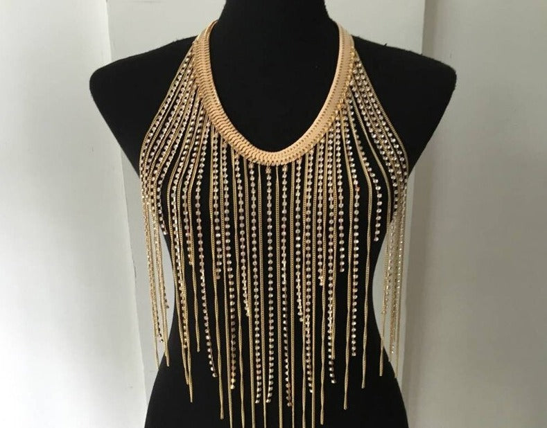 10057 Free Shipping Fashion Women Tassel Full Body Chain Necklace