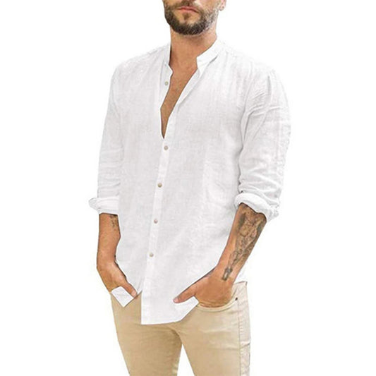 Cotton Linen Long-Sleeved Button Ups
