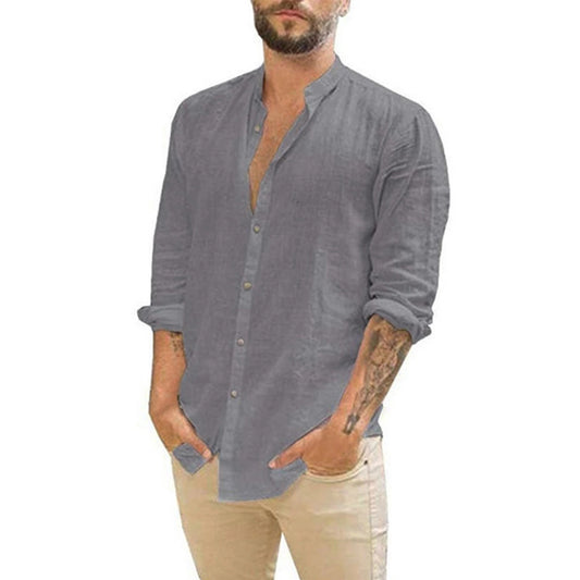Cotton Linen Long-Sleeved Button Ups