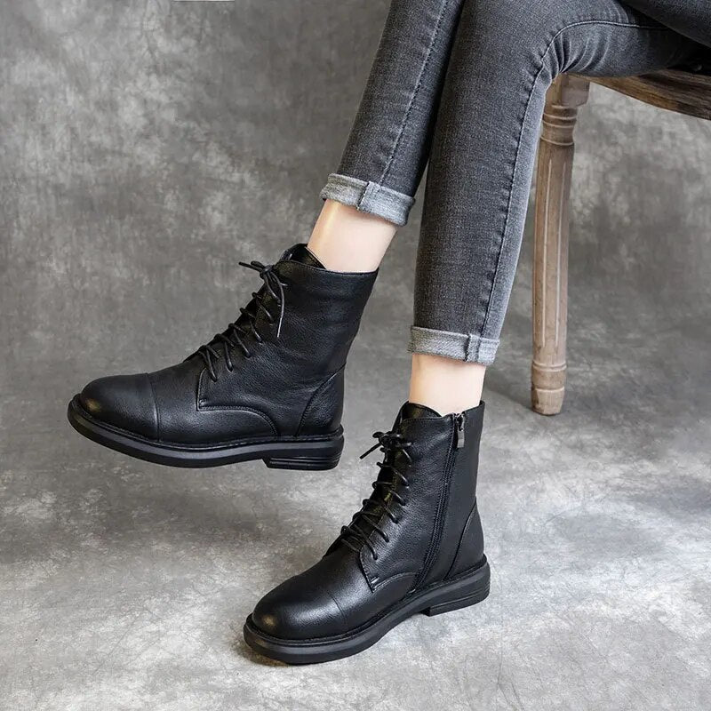 Genuine Leather Ankle Boots Spring