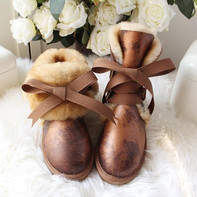 Genuine Sheepskin Leather Real Shearling Fur Ankle Boots (Multi-Colors)