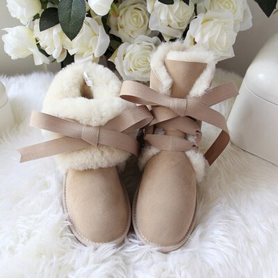 Genuine Leather Real Shearling Lining Mid-Calf Boots