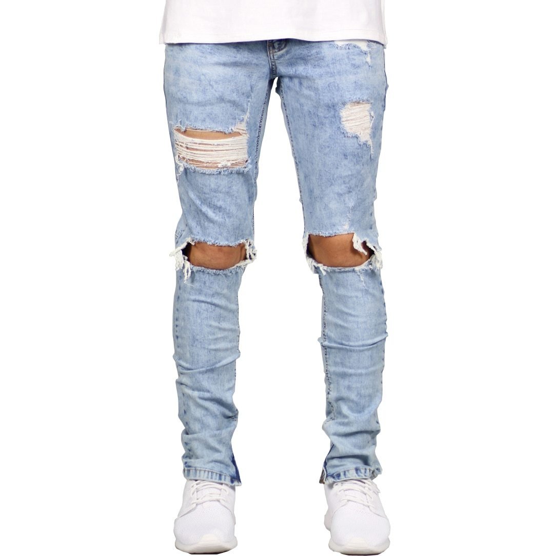 Both Knee Ripped Distressed Skinny Jeans